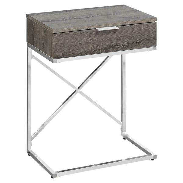 Daphnes Dinnette 24 in. Dark Taupe & Chrome Metal Accent Table DA3071185